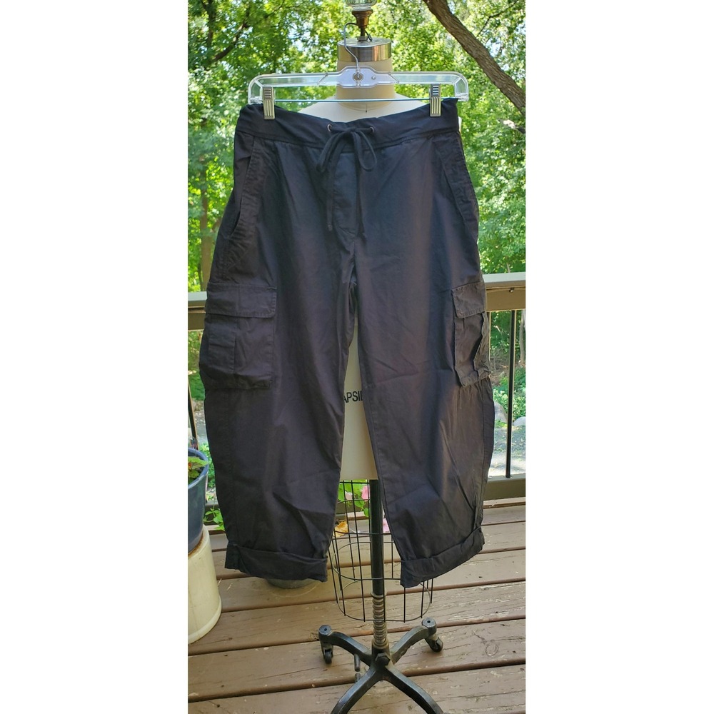 James Perse Standard Black Cargo Cropped Pants WPR1339 Size 3 Relaxed Drawstring - Picture 4 of 7